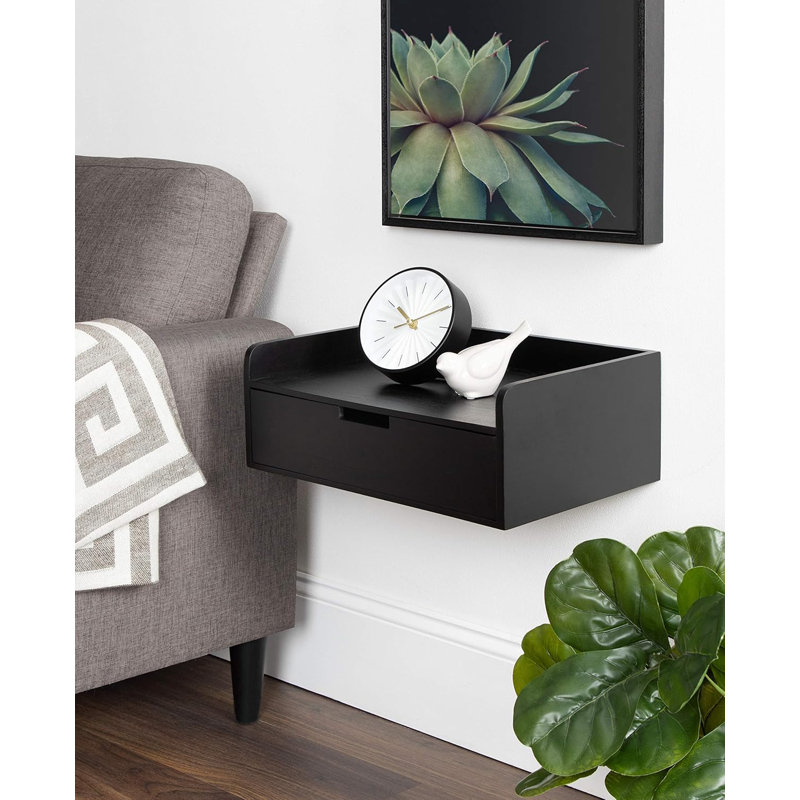 Modern Floating Wall Shelf With Drawer - Multi-Purpose Space-Saving Design For Home Or Office