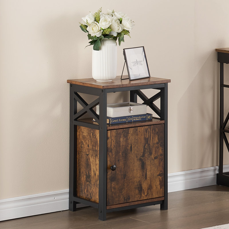 Blevens 16'' W Metal Nightstand, Brown, Individual