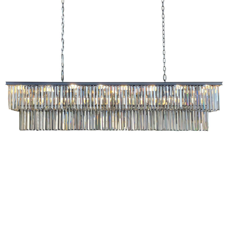 Lustre en cristal transparent 24 pouces D’angelo, Cristaux noirs fumés