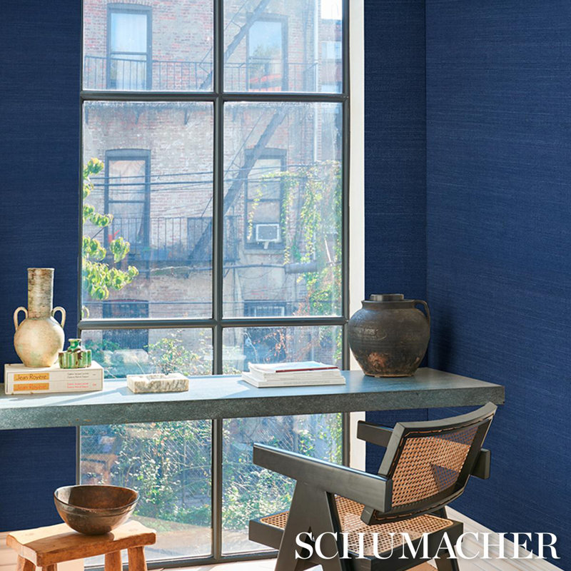 Schumacher X Backdrop Haruki Sisal Wallpaper, Blue
