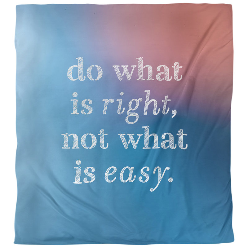 Housse de couette simple do what is right quote, Housse de couette pour très grand lit, Bleu / rose