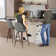 Moulton 360° Swivel Bar Height Stools Solid Back Bar Chairs with Backrest, Footrest for Kicthen/Bar