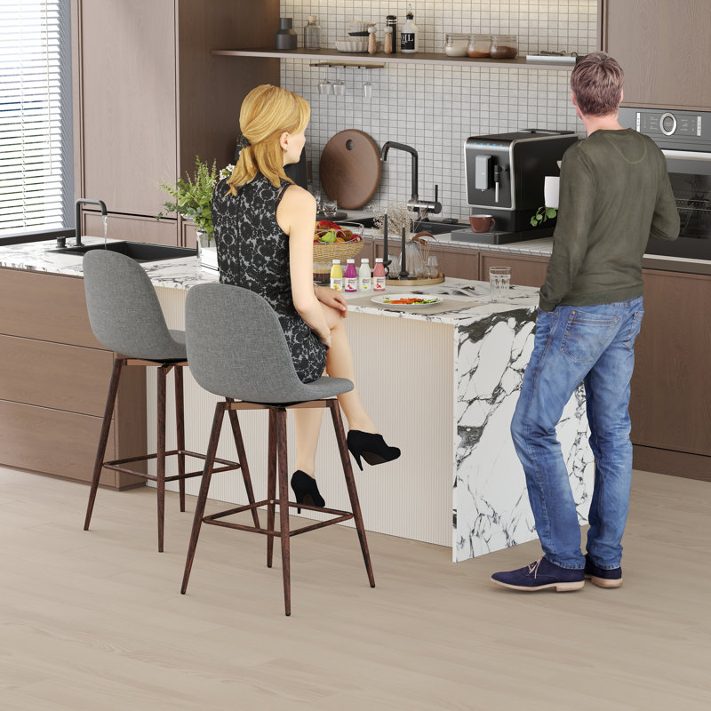 Gillham 360° Swivel Bar Height Stools Solid Back Bar Chairs with Backrest, Footrest for Kicthen/Bar