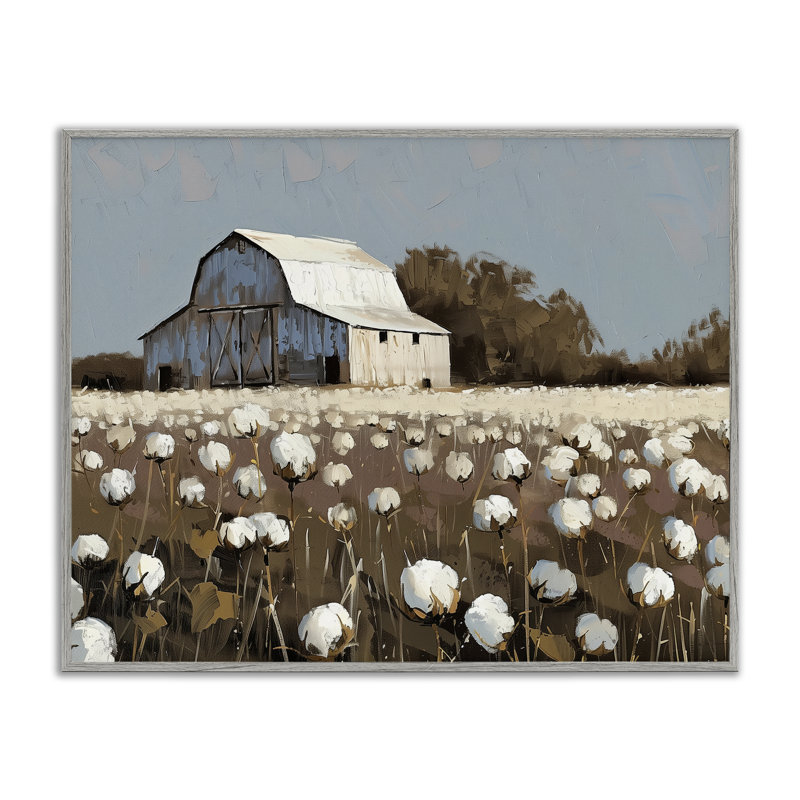 «Barn in Cotton Field», conception de giclée par Arlington Prints, Estampe numérique Farmhouse, H 11 po x l 14 po