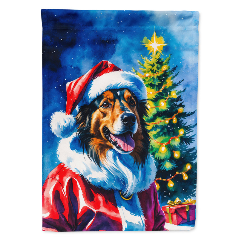 Drapeau de maison de Noël chocolat caniche chocolat, Collie