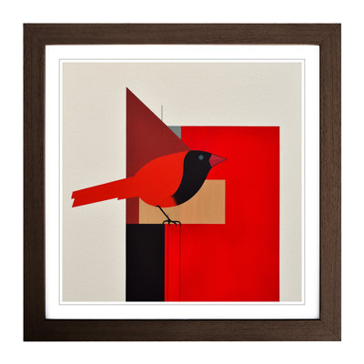 Cardinal Bird Suprematism No.3 - Framed Print