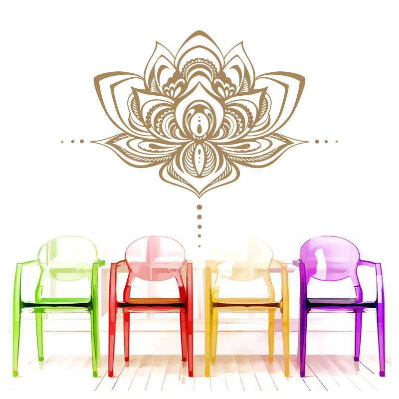 Décalcomanie murale fleur lotus Natazhat, Crème