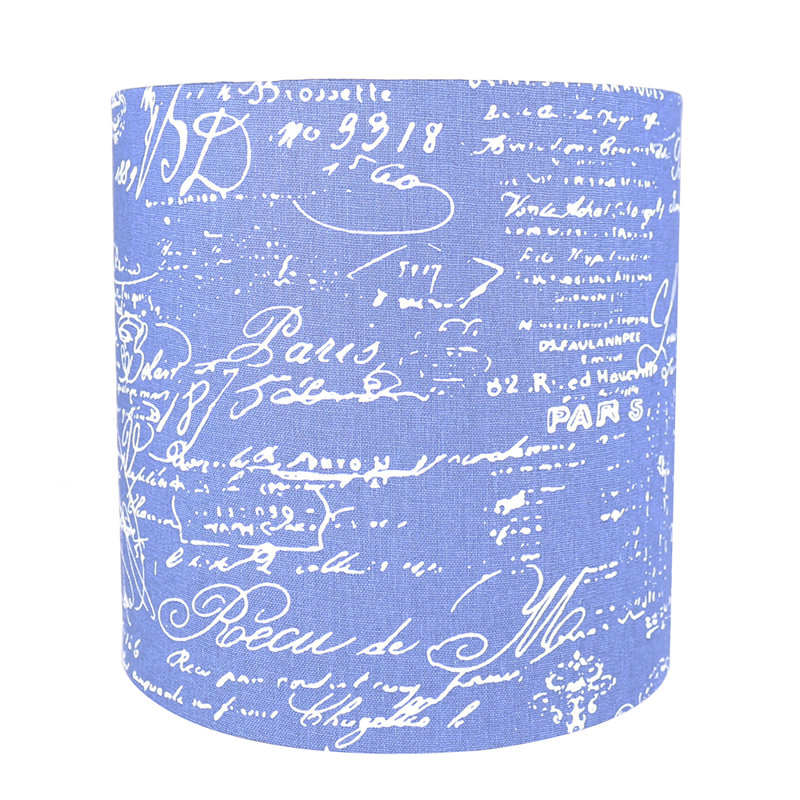 Abat-jour tambour en lin (Spider) en bleu, H 10 po x l 10 po x P 10 po