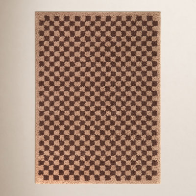 Walker Wine Checkered Shag Rug