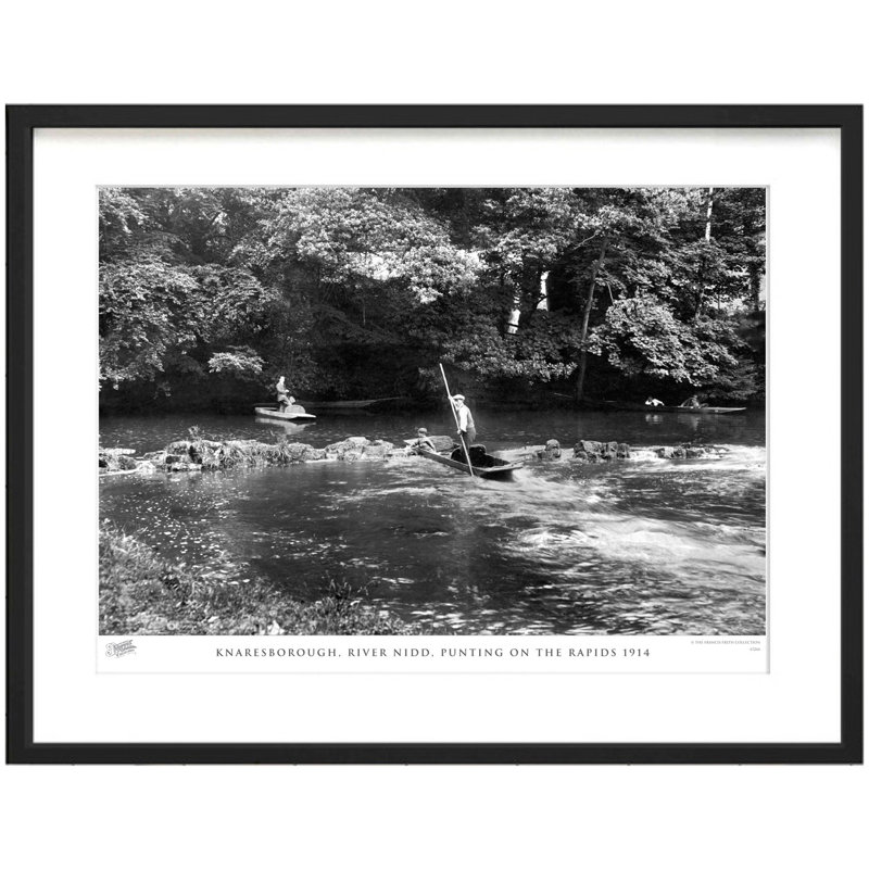 Knaresborough, River Nidd, Punting On The Rapids 1914 - Single Picture Frame Print, 28cm H x 36cm W x 2.3cm D