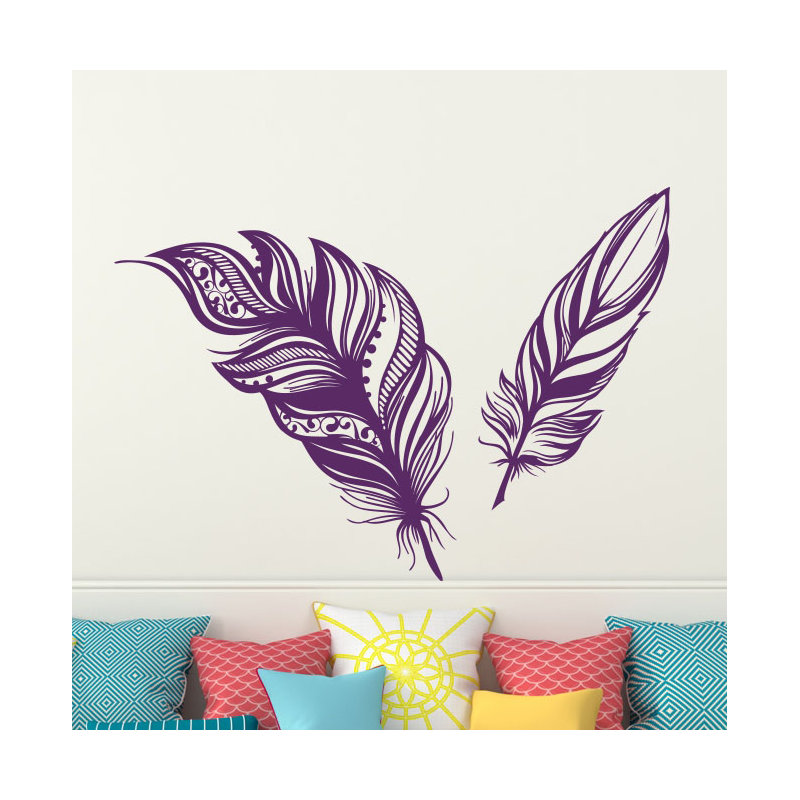 Adhésif décoratif plumes, H 22 po x l 31 po, Violet