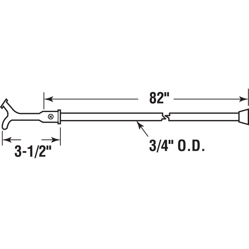 Poteau de fenêtre et crochet 3/4 po x 82 po Prime-Line (paquet simple)
