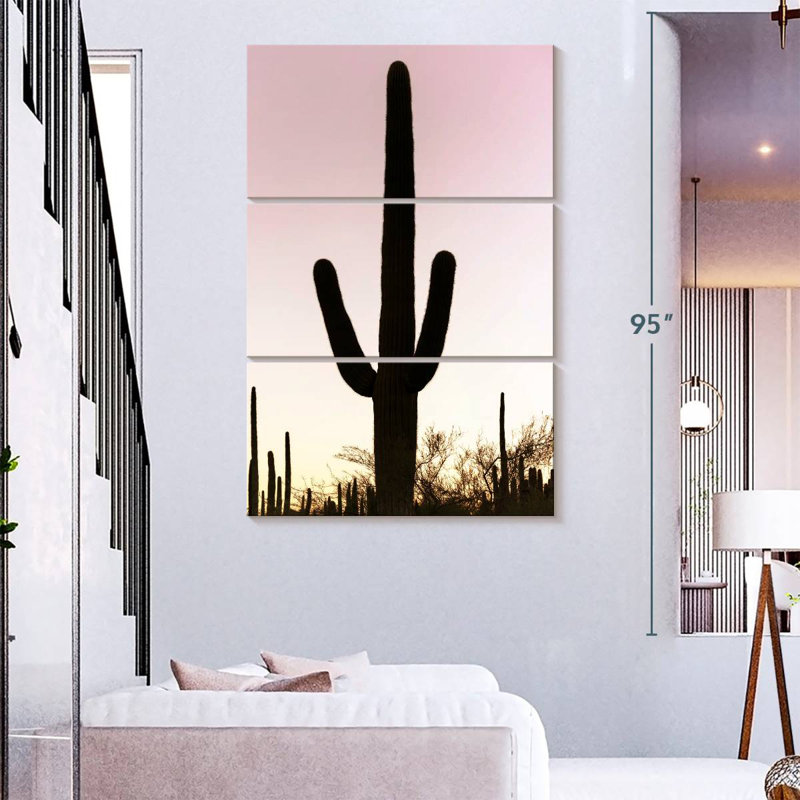 Harnek cactus rose coucher de soleil, H 74 po x l 48 po