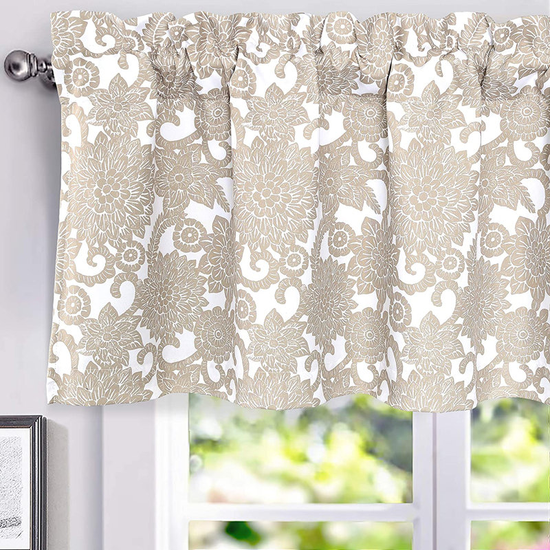 Cantonnière florale sur mesure 52 po, Beige