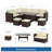 7 Piece  Wicker Outdoor Dining Set,  9-Seat  Outdoor Sectional Beige Cushions Sofa With Ottomans & Dining Table For Porch Backyard Garden-344764754