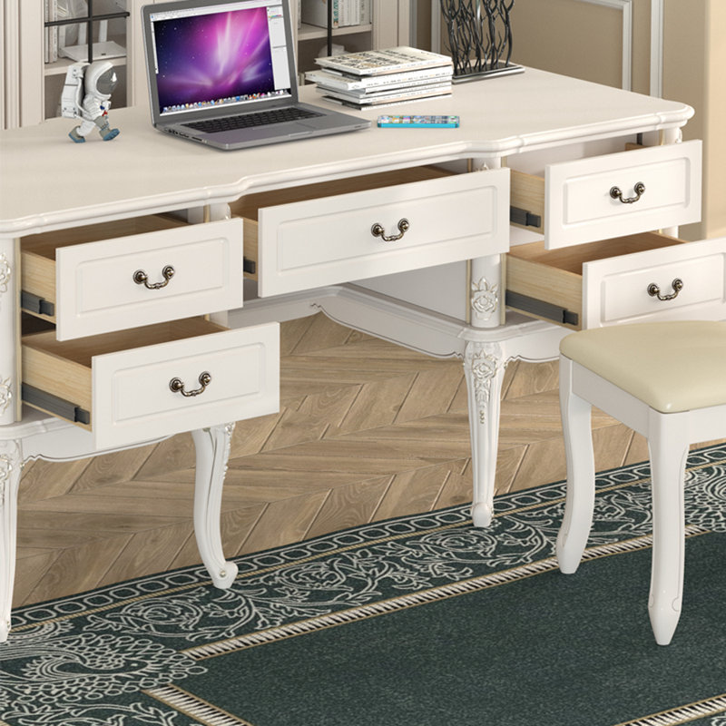 Bureau en bois massif de style européen, H 29,92 po x l 70,87 po x P 29,92 po