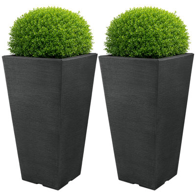 Grandes jardinières d'extérieur - paquet de 2 - grandes jardinières de 22,4 po pour plantes d'extérieur ou pots d'intérieur pour plantes - pots à fleurs en plastique pour patio, entrée ou porche (gris)