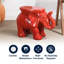 Tabouret de jardin éléphant en céramique émaillée rouge bohémien blanc de 14,25 po, table d'appoint et support pour plante d'intérieur / extérieur résistant aux intempéries-1839548254
