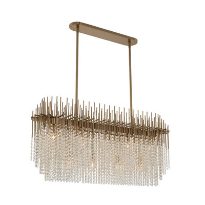 Estrella 9 LT Brushed Champagne Gold/Clear Linear Pendant Allegri