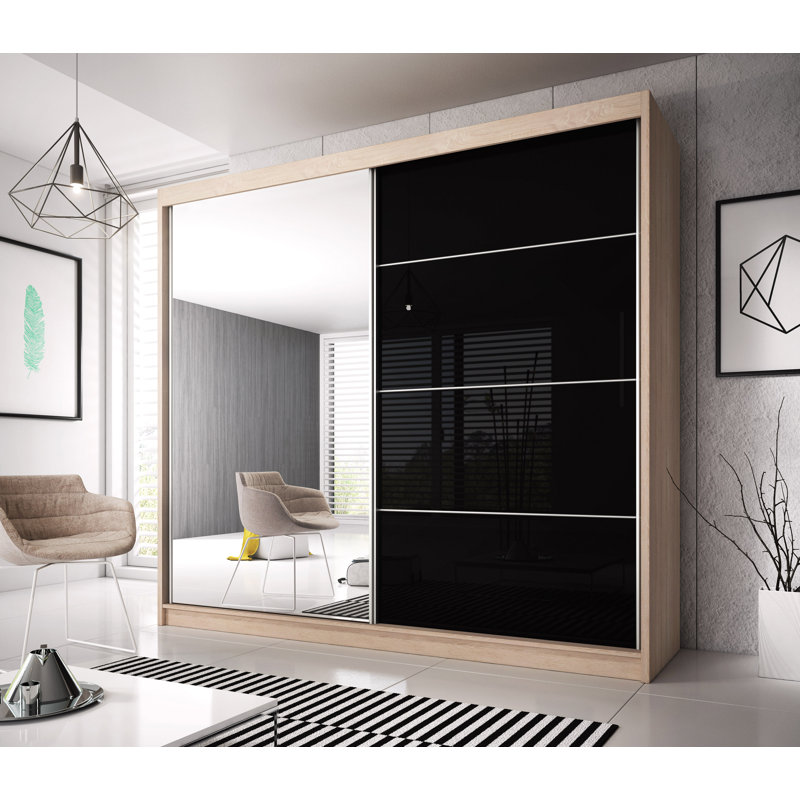 Gulledge 2 Door Manufactured Wood Wardrobe, Oak Sonoma, 218cm H x 203cm W x 61cm D