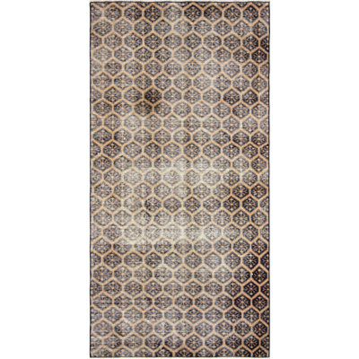 Tapis unique en laine noué à la main gris, beige et ivoire de 3 pi 5 po x 6 pi 7 po des années 1960