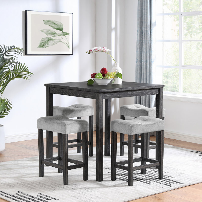 Shayleigh 5 - Person Four Leg Dining Set, Black, Black, Gray/Black