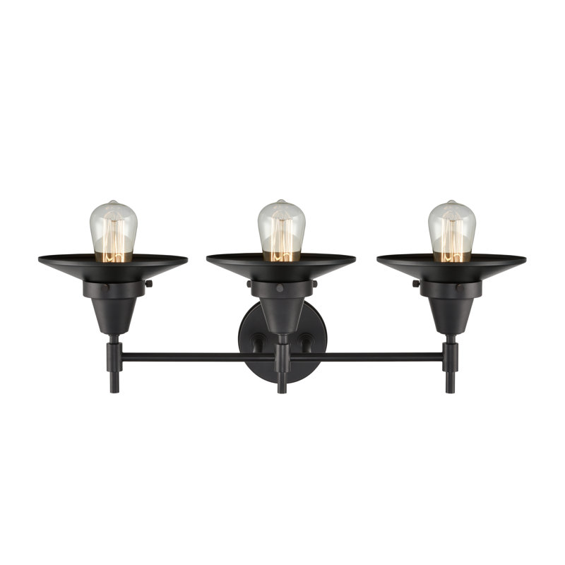 Éclairage pour meuble-lavabo à 3 lumières à intensité variable Gayle, Noir mat, Noir mat, Ampoule DEL rétro 4 watts