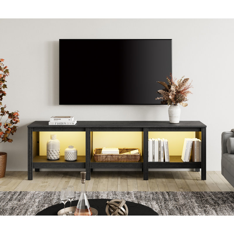Ashae Unfinished TV Stand for TVs up to 75", Black/Yellow