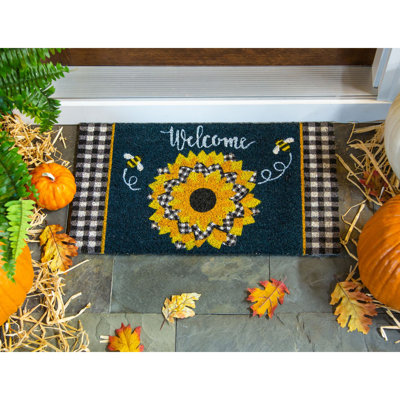 Tapis d'extérieur antidérapant 28 po x 16 po Sunflower