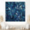 Feuilles de cobalt collage clair de lune III - décoration murale feuilles de bois - sur bois de pin naturel