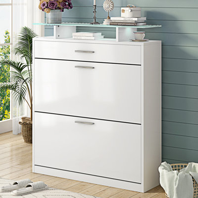 [VIDEO Provided] Slim Entryway Organizer With 2 Flip Drawers