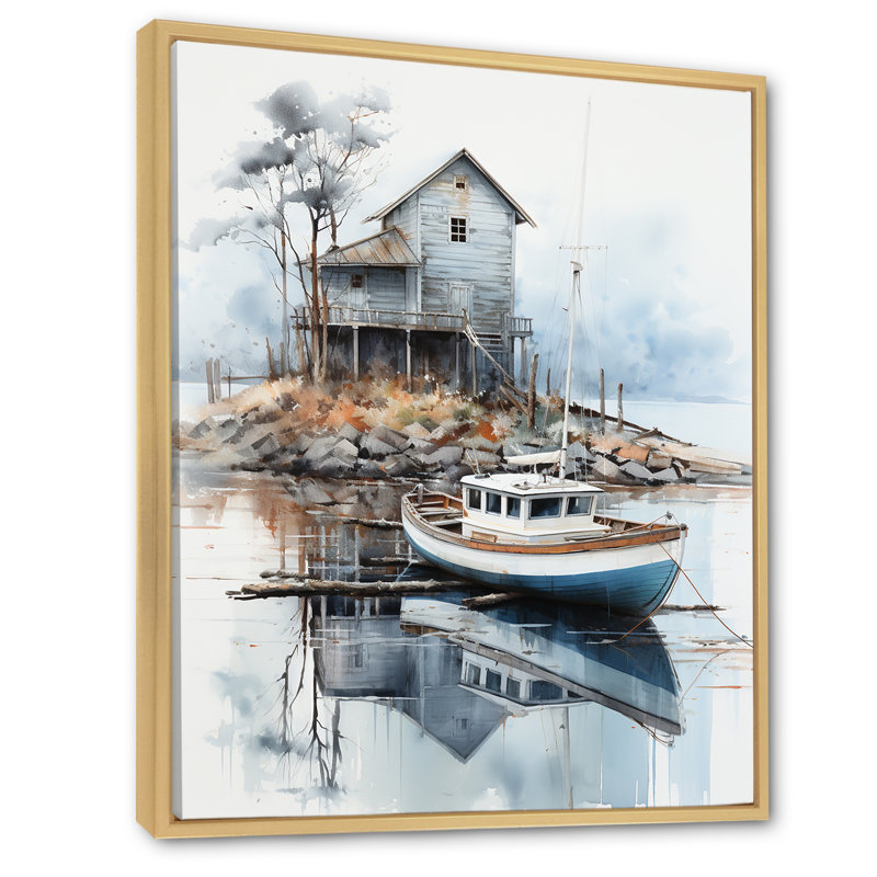 Port maritime Solitude II - impression, H 32 po x l 16 po x P 1 po, Cadre naturel flottant