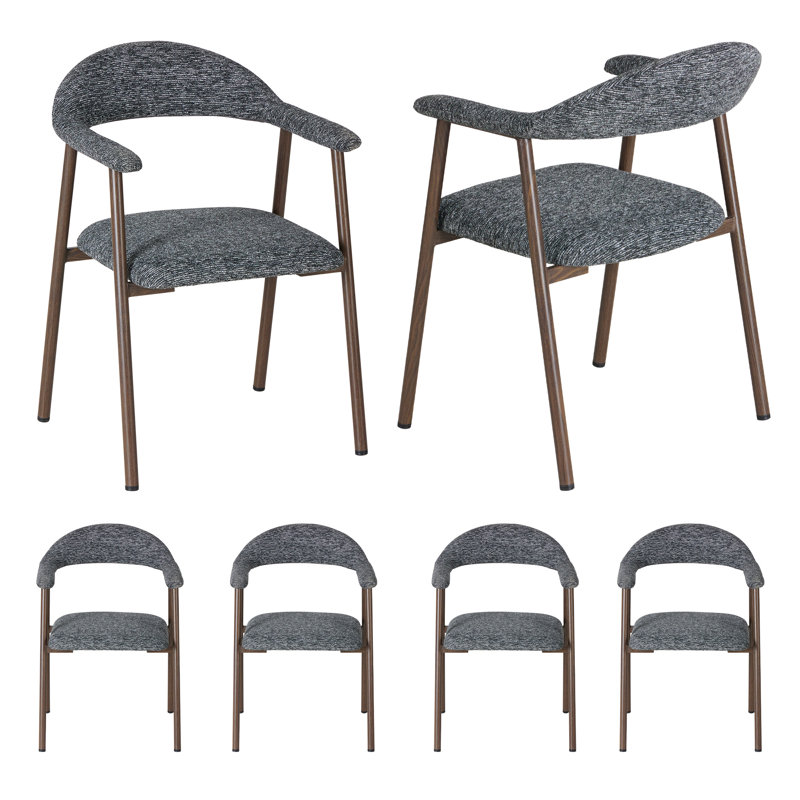  Modern Upholstered Kitchen Dining Chairs, 6, Gray