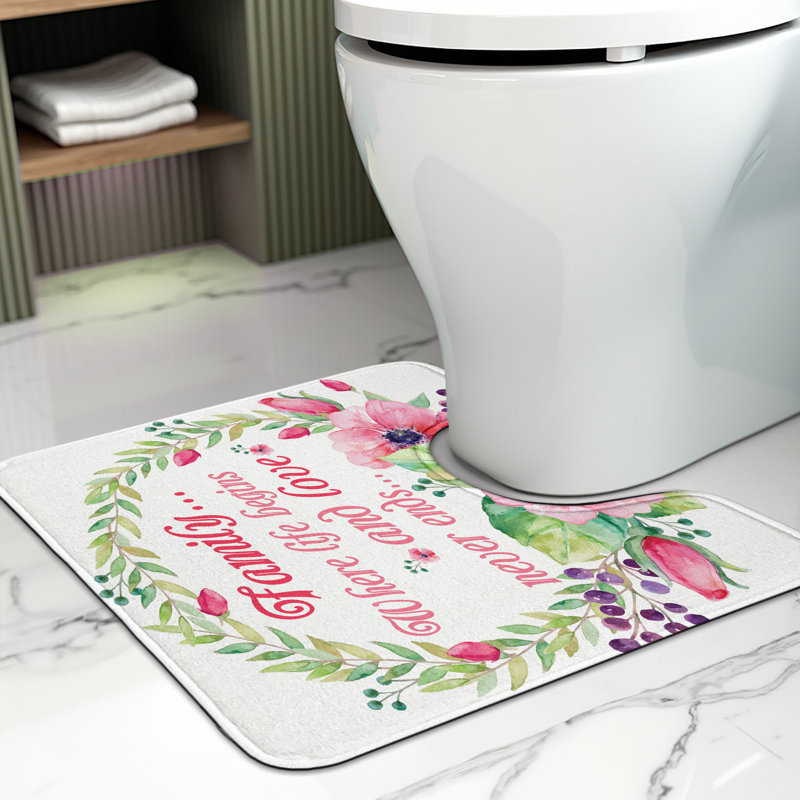 Tapis de salle de bain en forme de U Saying 20 po Multicolor