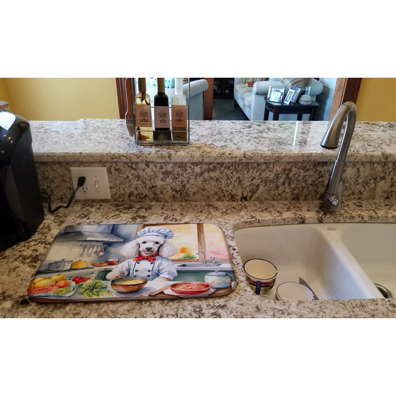 White Poodle The Chef Dish Drying Mat