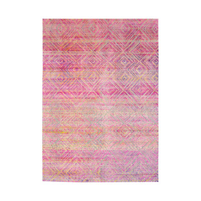 Hand Woven Silk and Wool Geometric Area Rug