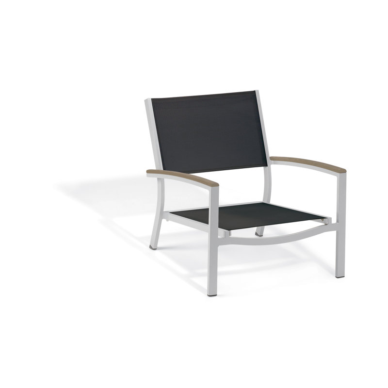 Chaise de plage à bretelle Travira, Noir, Tekwood Vintage