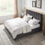 Structure de lit grand format moderne avec structure de lit grand tapissier et tête de lit avec tête de lit en tissu et lattes de bois, sommier non requis, sommier gris foncé-1101546317