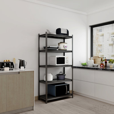 Étagère de rangement à 5 niveaux, étagère réglable en métal 2200 lb, noir, nécessite un assemblage