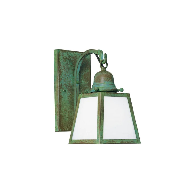 Lanterne murale d'extérieur 1 lumière Alaurah, Non, Vert-de-gris patine, Givré