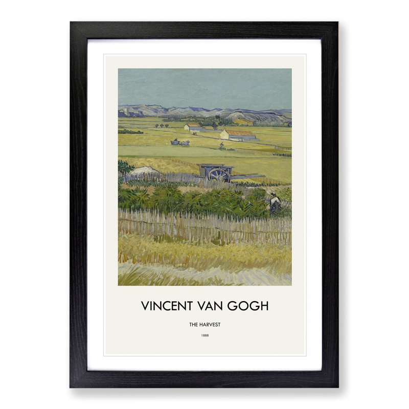 The Harvest by Vincent Van Gogh - Picture Frame Painting, 48cm H x 36cm W x 2cm D, Black Framed