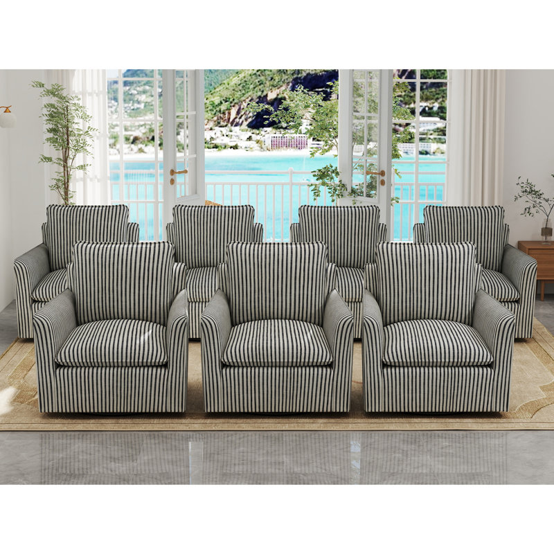 Fauteuil demi-tonneau pivotant à coussins amovibles Hylee, Bleu, 7