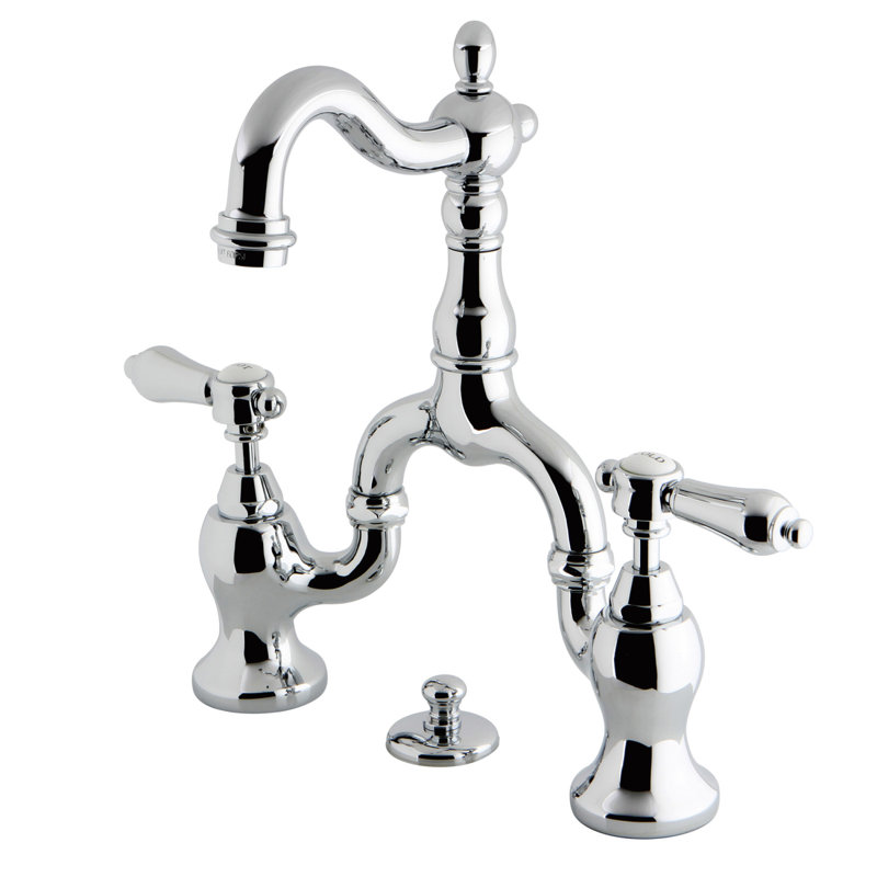 Robinet de salle de bain à large entraxe avec bonde, Chrome poli