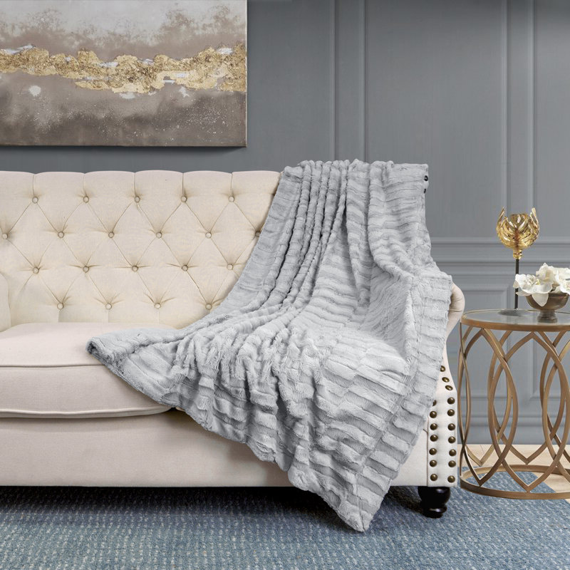 Knitted Throw Blanket, Grey