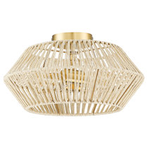 Modern Farmhouse Black Drum 3-Light Candlestick Semi-Flush Mount Ceiling  Light with Faux Wood Accent Clear Glass Shade