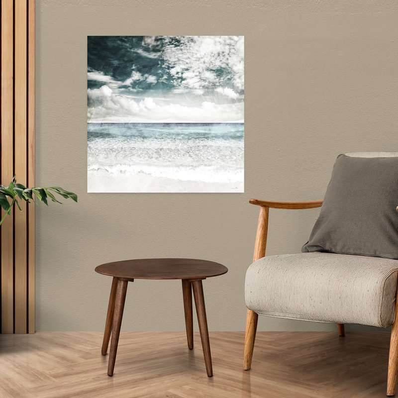 Cloudy Beach Abstract Coastal Art, 24" H x 24" W