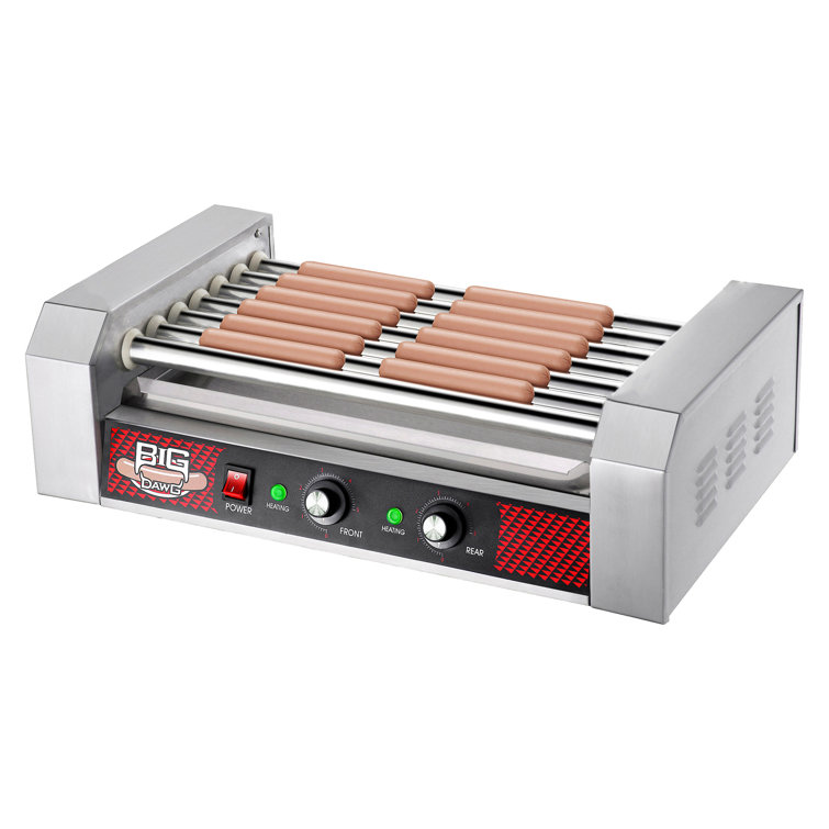 18 Hot Dog 7 Roller, Hot Dog Roller Warmer Grill Cooker Machine w/Bun  Warmer, Cover, Dual Temp Control, LED Light, Removable Shelf & Drip Tray  for