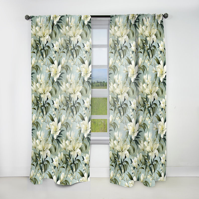 Bamboo Whispers Tropical Pattern I - Tropical Curtain - Velvet Room Darkening - 1 panel, 52" W x 63" L