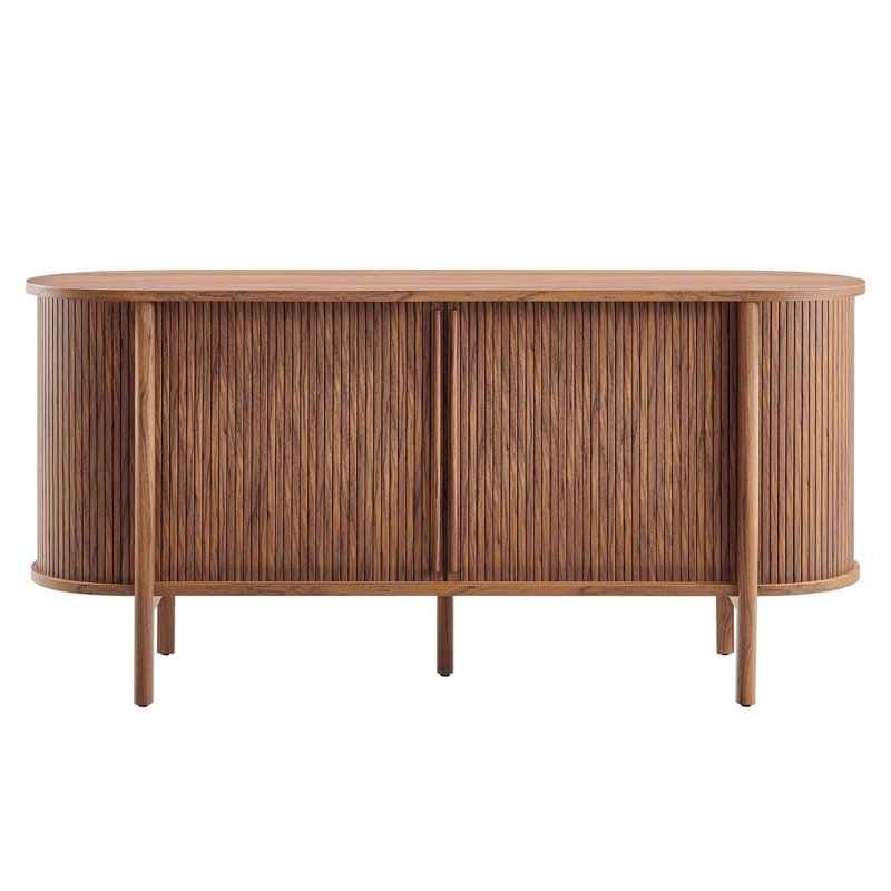 Cadence 63" Walnut Curved Mid-Century Modern Sideboard