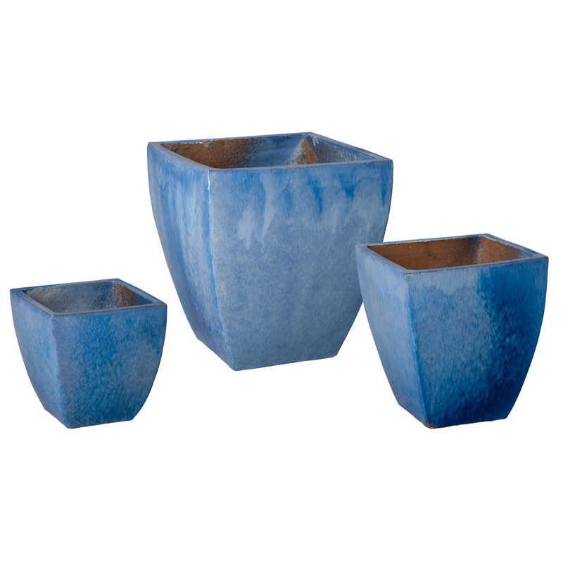Roye Handmade Ceramic Pot Planter, Blue, 17" H x 15" W x 15" D